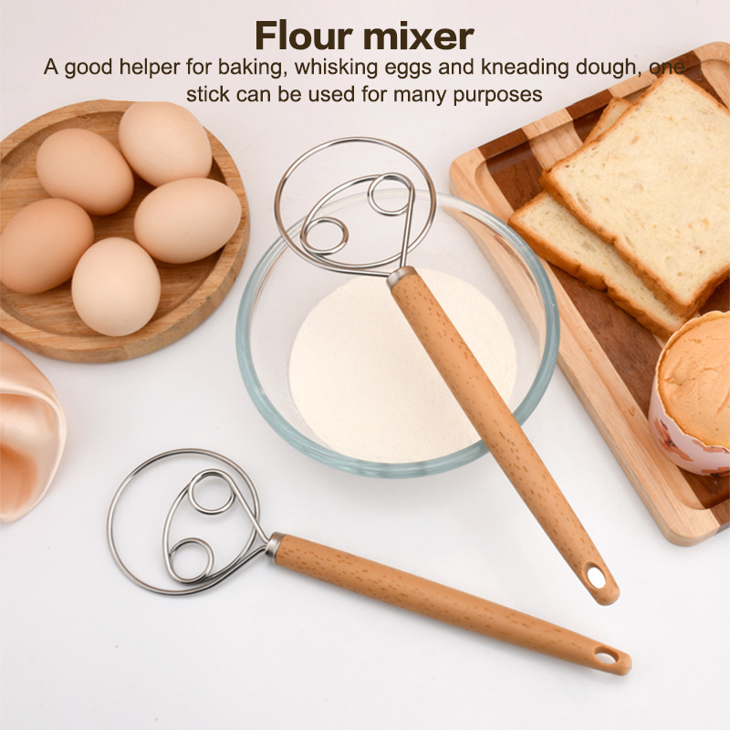 Danish Pancake Pan - เครื่องปั่นมือแบบสร้างสรรค์ขนาด 10 นิ้ว สำหรับทำขนมปังเดนมาร์ก ทำจากสแตนเลส พร้อมด้ามจับไม้